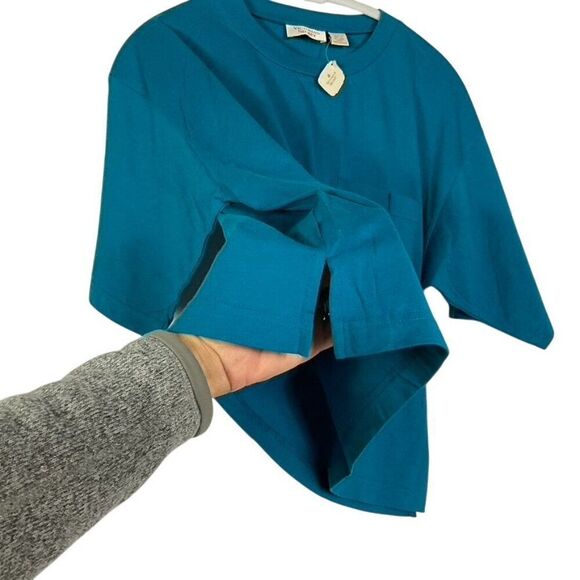 NWT VINTAGE Victoria's Secret Teal Blue Short Sleeve Pocket Sleep T-Shirt M/L 10 - Picture 2 of 8